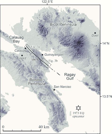 Fault trace of the Guinayangan segment of the .